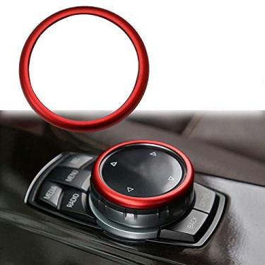Imagem de Xotic Tech 1 peça JDM console central de alumínio vermelho multimídia iDrive controle maçaneta decoração anel capa para BMW 1 2 3 4 5 6 7 Series X3 X4 X5 X6 2011