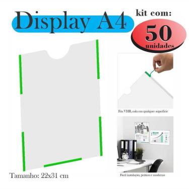 Imagem de 50 Display A4 Expositor Porta Folha Quadro Aviso Parede Petg