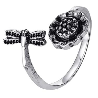 Imagem de VALICLUD Anel de libélula anel de para adolescentes jóias anel retrô decoração argolas anéis de anéis para mulheres inseto decorar guirlanda joalheria Senhorita Liga