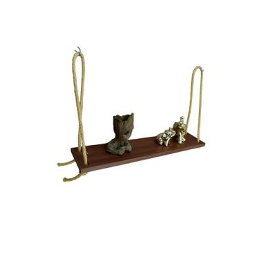 Imagem de Prateleiras De Mdf Com Corda De Sisal Cozinha C/1 55x12 Cm (Marrom)