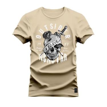 Imagem de Camiseta Plus Size Algodão T-Shirt Premium Estampada Ousider Caveira -
