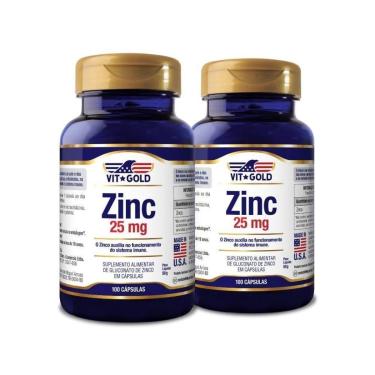Imagem de Zinco 25mg Vitgold Kit 2 unidades 100 cápsulas-Unissex