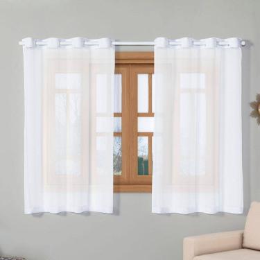 Imagem de Cortina Voal Transparente 2,20M X 1,40M Sala Varanda Branco