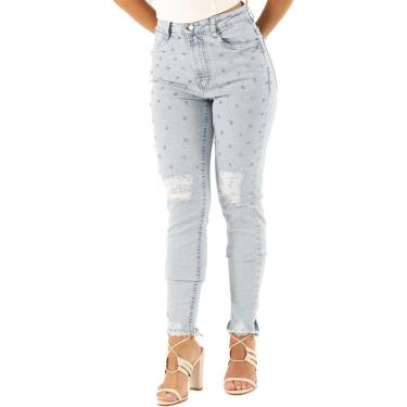 Imagem de Calça Jeans Onça Preta Skinny Com Strass VE24 Azul Feminino-Feminino