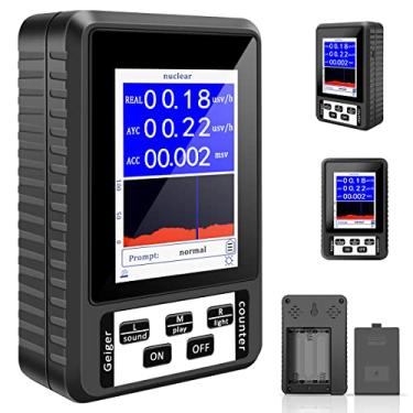Imagem de QENWKXZ Detector de radiação nuclear contador Geiger reutilizável com carregamento USB Dosímetro de alta precisão com luz de fundo, dispositivo de alarme de dosagem pessoal compacto, monitor de