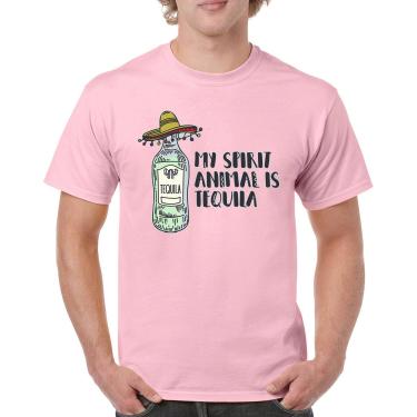 Imagem de Camiseta masculina My Spirit Animal is Tequila Cinco de Mayo Party Drinking, Rosa claro, XX-Large