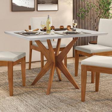 Imagem de Mesa de Jantar 4 Lugares 120x90cm Donna Mel Natural/Off White