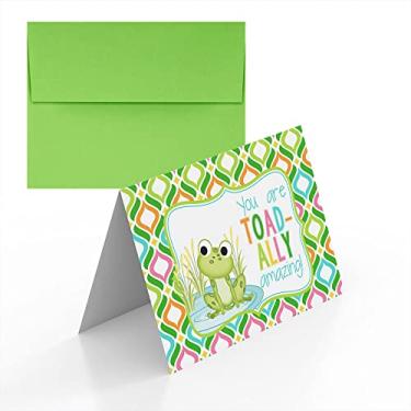 Imagem de Totally Amazing Frog Themed Good Work Pun Single (1) Cartão de felicitações em branco para todas as ocasiões para enviar aos amigos e familiares, 10 x 15 cm (quando dobrado) Preencha o cartão de parabéns da AmandaCreation