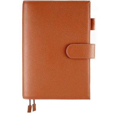 Imagem de Ox Knight Capa planejadora de couro A5 para primo Hobonichi, Stalogy, Midori, Leuchtturm1917 e mais - com laço para caneta, compartimentos para cartões, bolso traseiro e marcadores de livro (marrom)