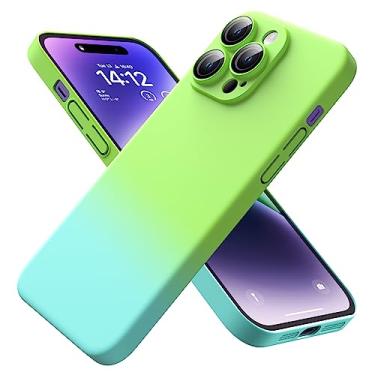 Imagem de YSLBWLE Capa para iPhone 14 Pro Max, nova capa de telefone fina projetada, [proteção contra quedas de grau militar de 3 m], com protetor de lente, gradiente, verde + azul7-IP14pm-02