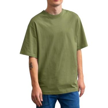 Imagem de Camiseta masculina ultra macia de viscose de bambu, gola redonda, leve, manga curta, elástica, refrescante, casual, básica, Verde, GG