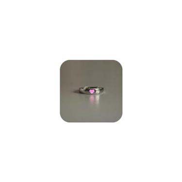 Imagem de Anel de coração brilhante rosa azul coração anel engraçado escuro luminoso anel de dia dos namorados coração brilha no escuro anel de compromisso anéis legais para mulheres homens dia dos namorados