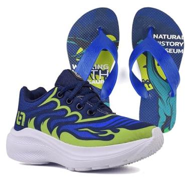 Imagem de Tenis Infantil De Amarrar Meninos Leve Desenhos LIGHT + Chinelo Cor:Verde;Tamanho:25