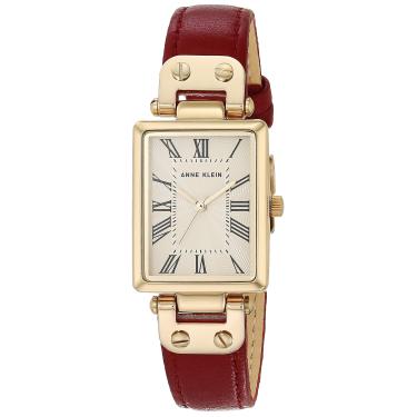 Imagem de Anne Klein Relógio feminino com pulseira de couro, AK/3752, Vermelho/dourado, Movimento de quartzo