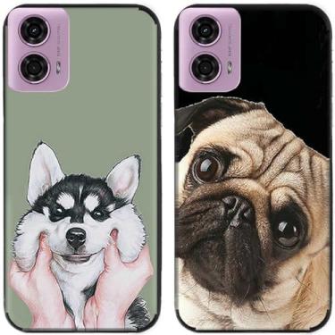 Imagem de 2 peças de capa de telefone traseira de silicone em gel TPU com estampa fofa para Motorola Moto G24 (Husky Dog)