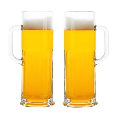 Imagem de BothEarn Conjunto de 2 canecas de cerveja longas, 600 ml, vidro grosso de pub britânico pesado com alça - copo de caneca para amantes de cerveja