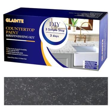 Imagem de GLAINTE Kit de pintura de bancada de granito - Kit de acabamento de bancada de ouro preto para cozinha e banheiro