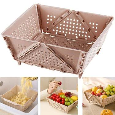 Imagem de Cesta Secar Frutas Verduras Vegetais Fruteira Dobravel Porta Objetos Cozinha Copa Pia Drenagem Alimentos Comida