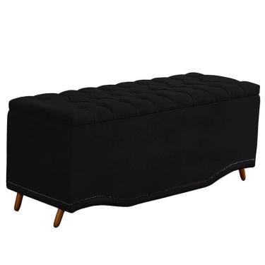 Imagem de Calçadeira Baú Queen Estofada Maitê Veludo Cor Preto