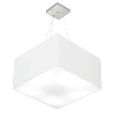 Imagem de Lustre Pendente Quadrado Cúpula Tecido 30/50x50 cm, Vivare Iluminação, Pendente4075 BR, Branco, Médio