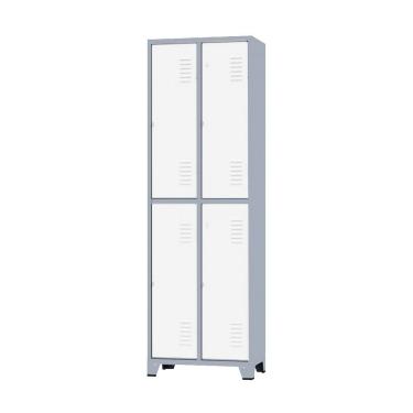 Imagem de Armário Roupeiro De Aço Para Vestiário 4 Portas Locker Branco com Chave