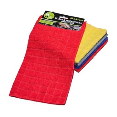 Imagem de Kit 5 Pano de Microfibra 40x40 P/Lavar e Secar Carros, Multiuso