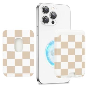 Imagem de Obbii Suporte magnético para cartão MagSafe, carteira MagSafe compatível com iPhone 16/15/14/13/12 Series, porta-cartões, cabe em 3 cartões (tabuleiro de xadrez neutro)