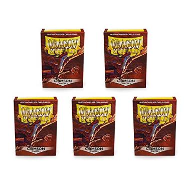 Imagem de 5 Packs Dragon Shield Matte Crimson Standard Size 100 ct Card Sleeves Value Bundle!
