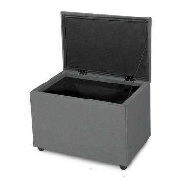 Imagem de Puff Baú 60cm Porta Brinquedo Organização Assento Decorativo Cor cinza