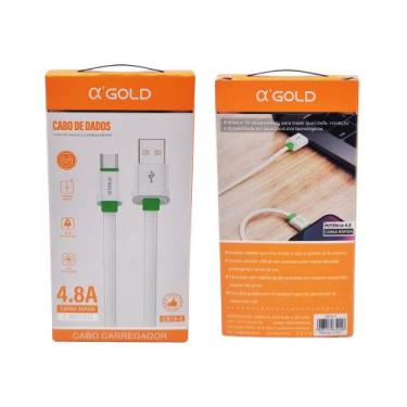 Imagem de Cabo Flat USB para Tipo C 1 Metro 4.8A a'Gold - AGold