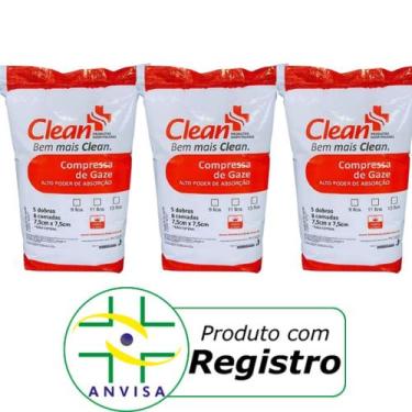 Imagem de Compressa de gaze 100g 13 fios hidrofila descartavel anvisa - CLEAN