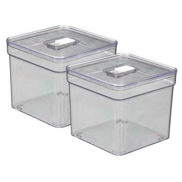 Imagem de Kit Organizadores Quadrado Transparentes Multiuso C/ Tampa 2 UN - PLAS