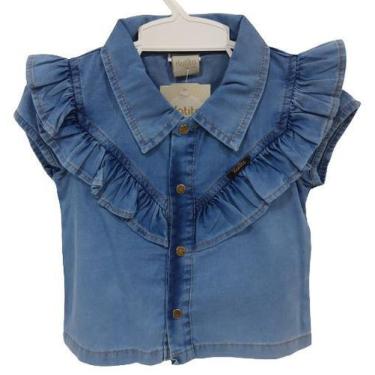 Imagem de Camisa Jeans Luxo Infantil Menina Verão Katita Kids Ref 2442, Jeans, T