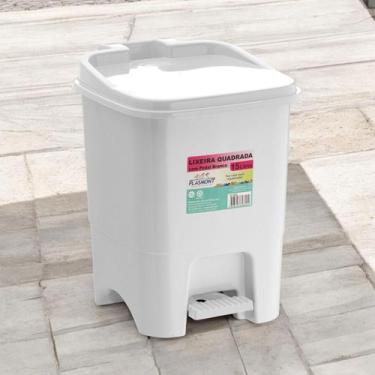 Imagem de Lixeira Plástica Branca De Banheiro 15 Litros Resistente  - gw decor