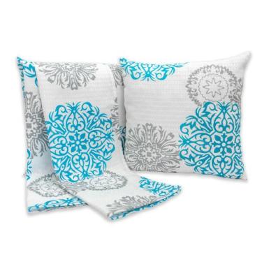 Imagem de Kit Cama Decoração Posta Super King Peseira Piquet 5 Peças - Rafaloro 
