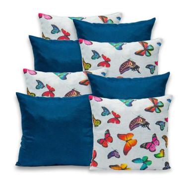 Imagem de Kit 8 Capas de Almofada 40cmx40cm Gorgurinho - RAFALORO, BORBOLETA AZU