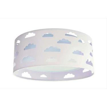 Imagem de Luminária Plafon Nuvens Duplo Recorte Azul Bebê 50X16 - Tom luz, Bivol