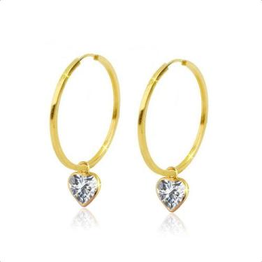 Imagem de Brincos Argola De Ouro 18k Com Zircônia 5mm - Sofistgold Joias, Branco