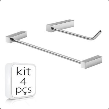 Imagem de Kits Acessórios para Banheiro Grego Modelo Troia Suporte Quadrado Kit 