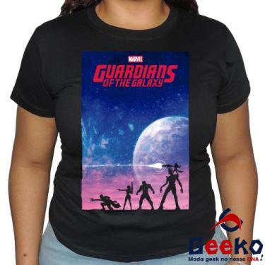 Imagem de Baby Look Guardiões da Galáxia 100% Algodão Marvel Geeko, Preto, XG