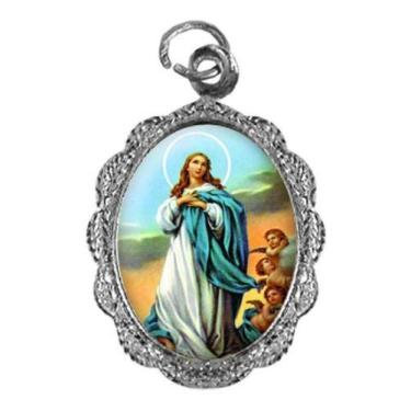 Imagem de 100 Medalhas De Alumínio Imaculada Conceição - Mod 1 Níquel - SJO Arti
