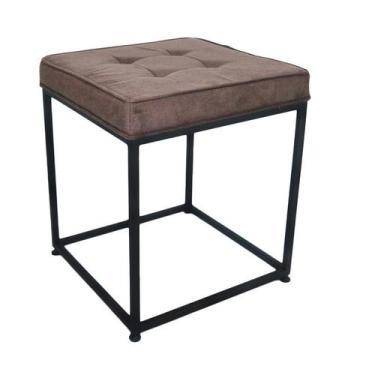 Imagem de Puff Industrial Cubo Suede Marrom - Maiart