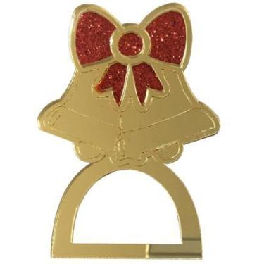 Imagem de Porta Guardanapo Sinos de Natal EVA Dourado Vermelho 8 Cm 4 Uni Vivart