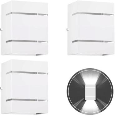 Imagem de 3 Arandelas Externa 2 Frisos Foco Fachos Parede Muro Branco - MARRYLUZ