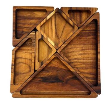 Imagem de Petisqueira Tangram De Madeira Com 7 Peças Para Servir - Le Requena
