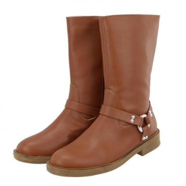Imagem de Bota Feminina Cano Médio Biker Rasteira Caramelo - LIKE SHOP SHOES BAG