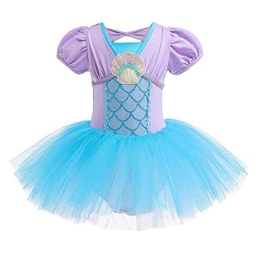 Imagem de MYRISAM Collant de princesa para meninas, balé, dança, tutu, saia, bailarina, aniversário, fantasia, fantasia de Halloween, Sereia 030, 4-5 Anos