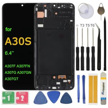 Imagem de Substituição de tela LCD para Samsung Galaxy A30S A307F A307FN A307G A307GN A307GT 16.3 cm Display LCD Touch Screen Digitalizador com moldura de ferramentas de reparo (sem impressão digital)
