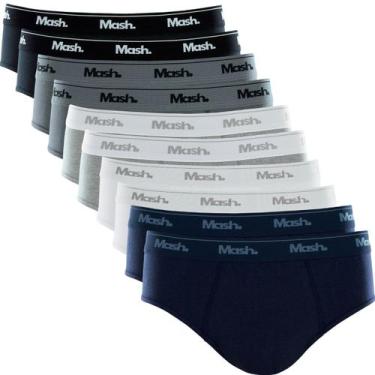 Imagem de Kit com 10 Cuecas Mash Slip de Algodão Cotton Masculina, M, Multicor