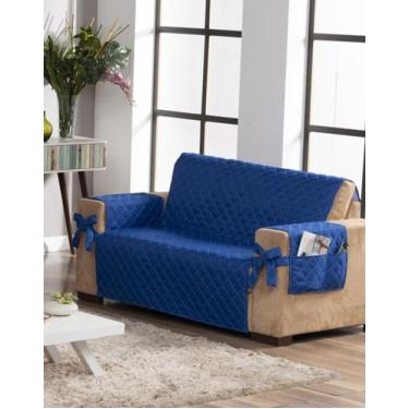 Imagem de Capa para sofá 2 lugares avulsa com laço matelado azul - BruceBaby Bor